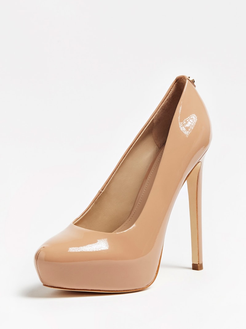 nude leather court shoes