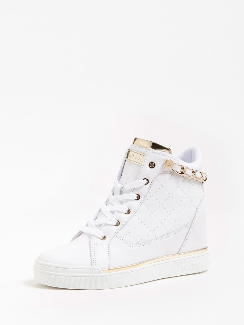Fraser Real Leather Wedge Sneakers Guess Official Online Store