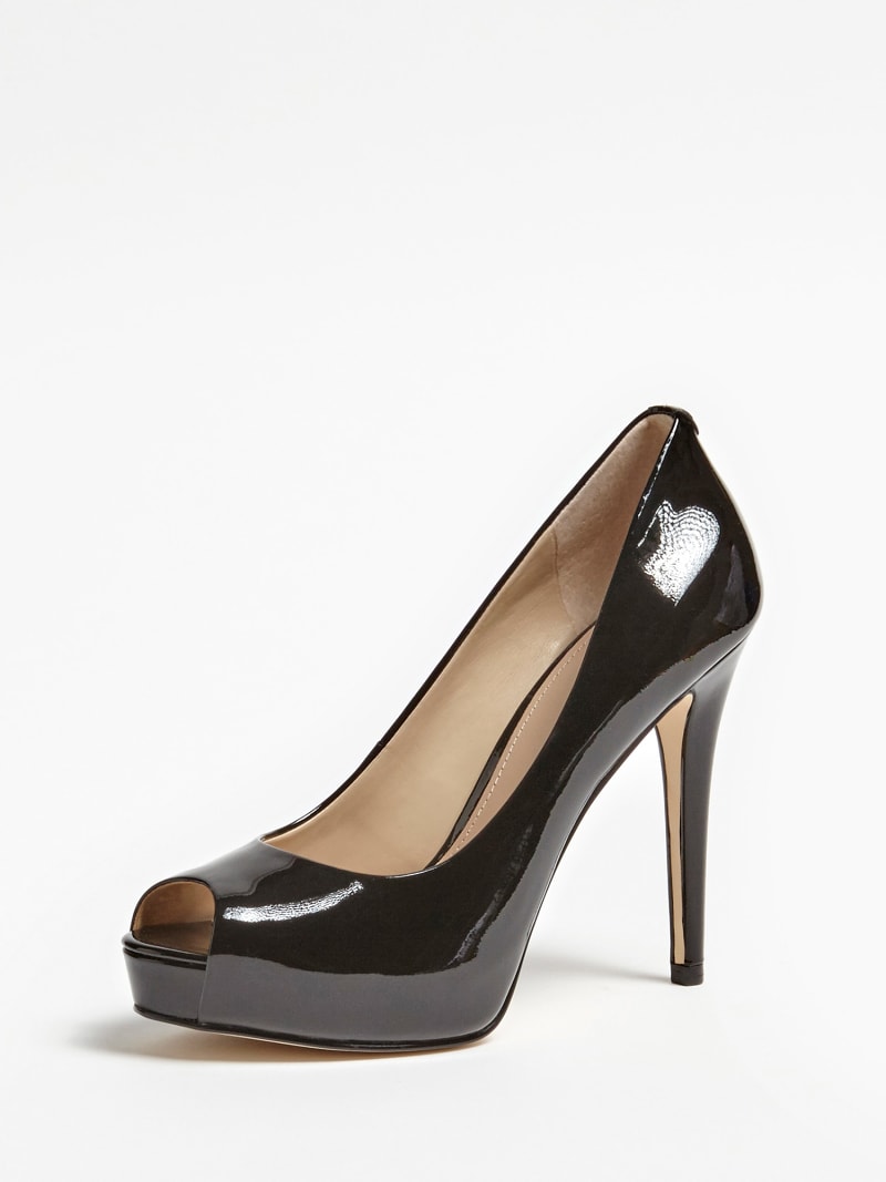 black peep toe court shoes