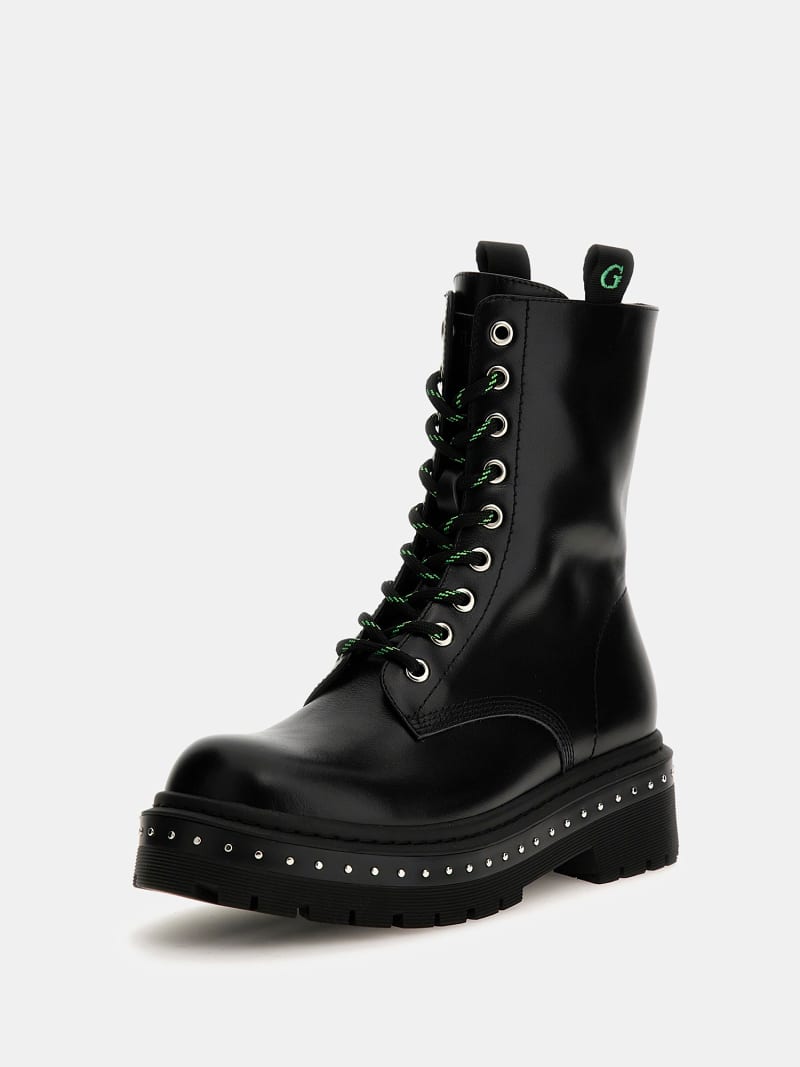 Black combat boots with studs online