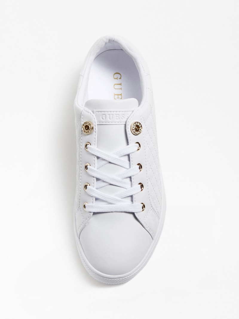 guess white quilted sneakers