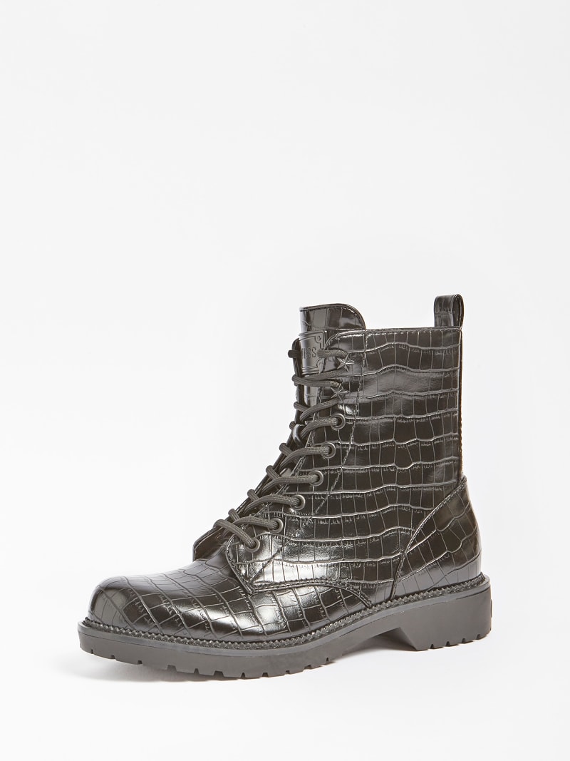 black crocodile combat boots