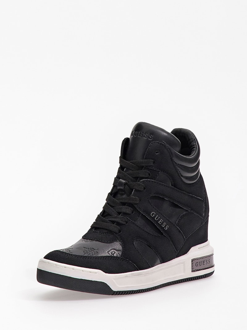 guess wedge sneakers black