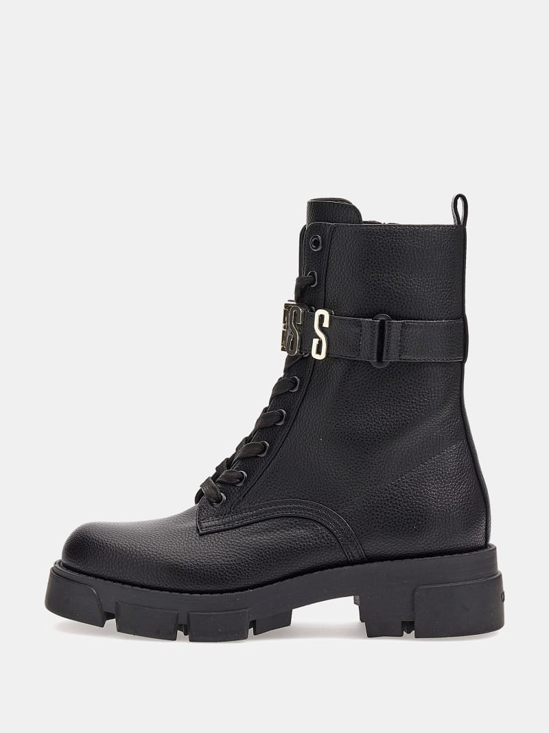 GUESS Madox lettering logo combat boots Women