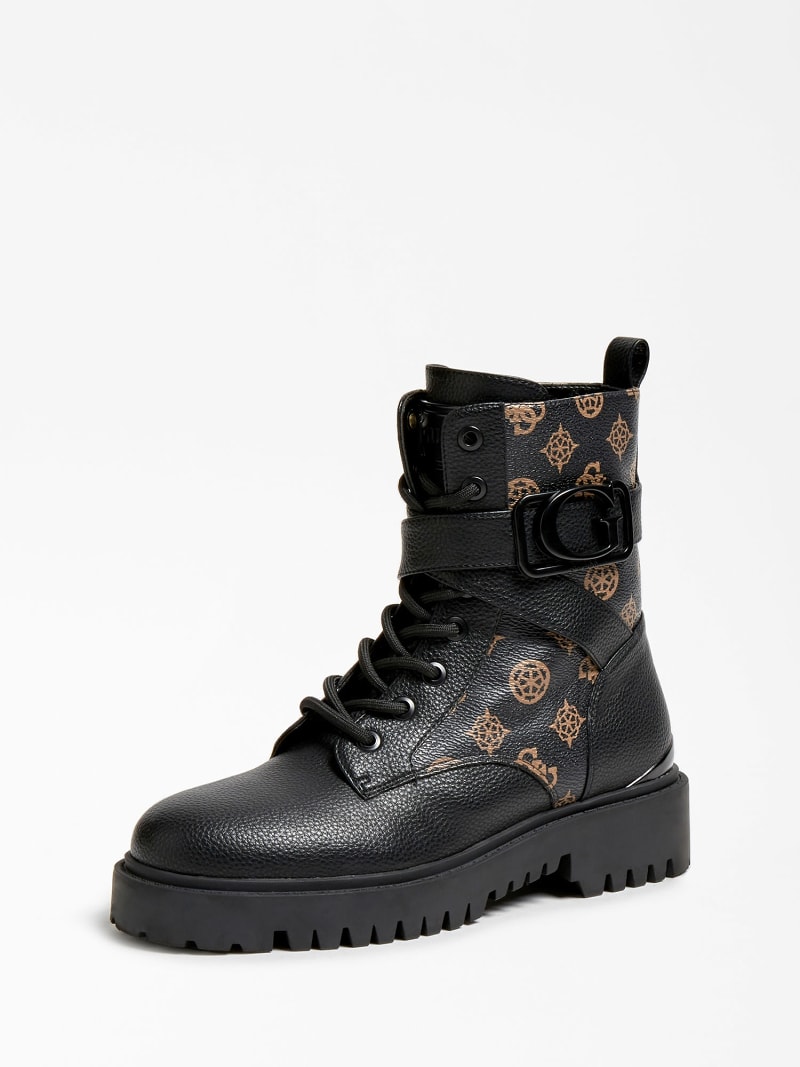 BUTY W STYLU MILITARNYM Z LOGO 4G I MOTYWEM PEONII MODEL ORANA