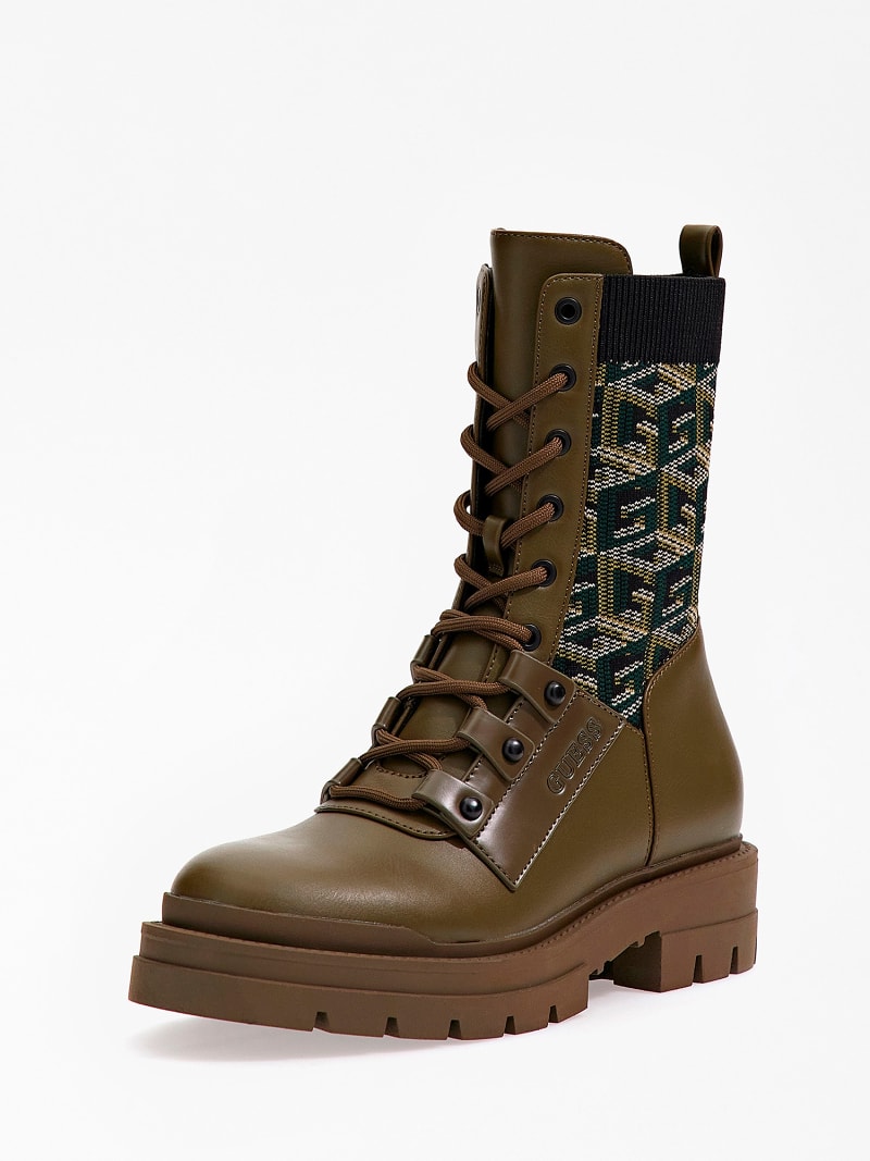 Odalis combat boots with G cube logo