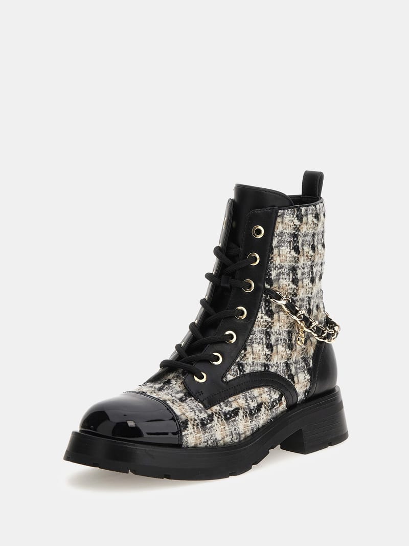 Chanel tweed store combat boots