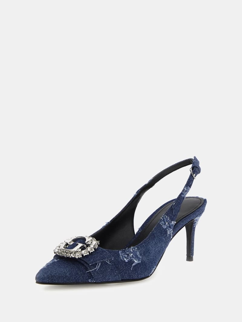 Slingback Branca Denim