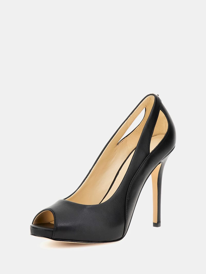 Civina leather peep toe court shoes
