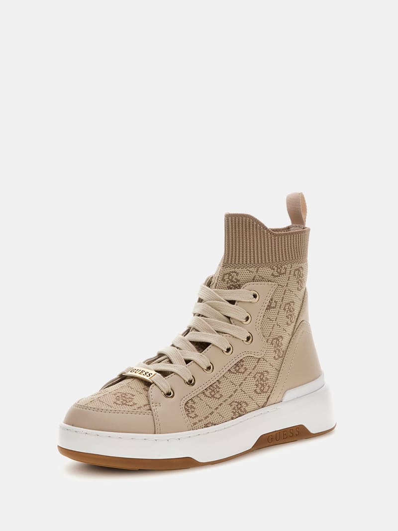 Guess Hohe Stiefeletten Beige GUESS Stiefelette Elfenbein Damen YOOX