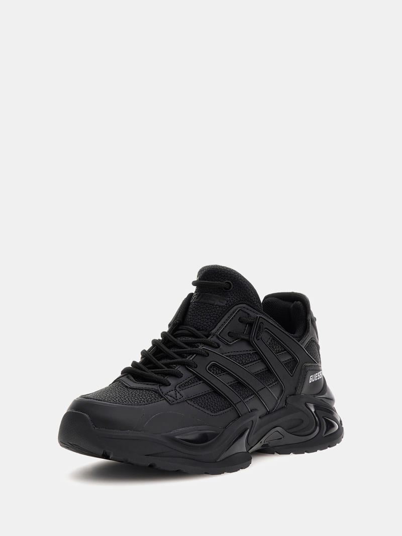 Faux leather sneakers womens black new arrivals