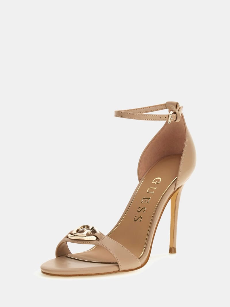 GUESS Kabrina Sandali Con Tacco A Spillo Donna - Pelle Nera, Tacco 10 Cm, Chiusura Con Fibbia, Taglia 36 EU