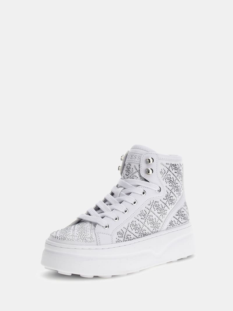 Queenly rhinestone 4G logo high top sneakers