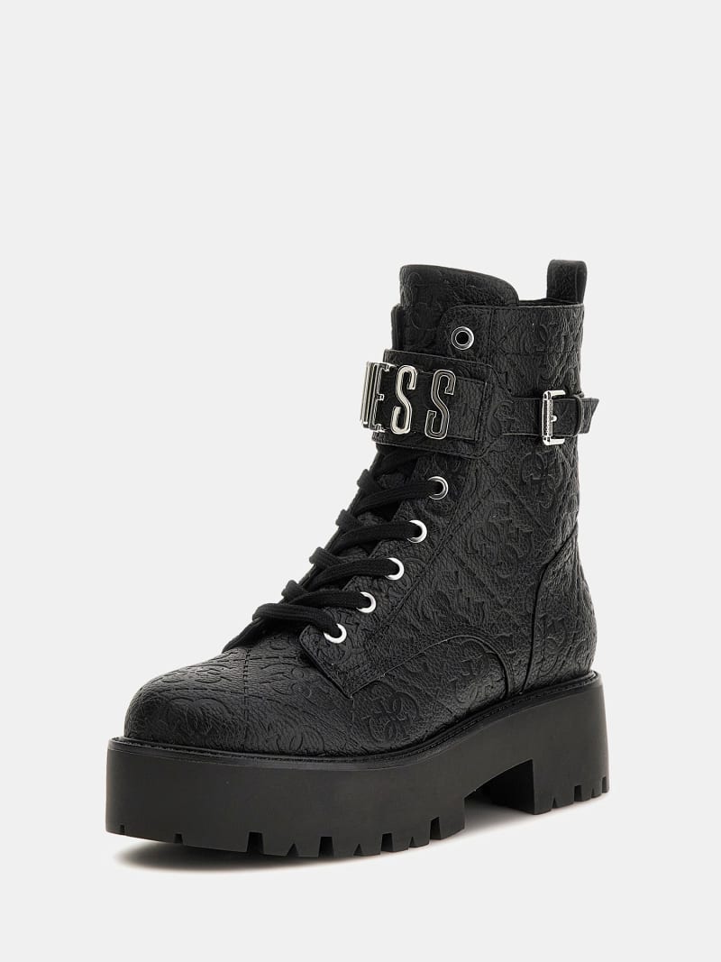 Guess black combat boots cheap