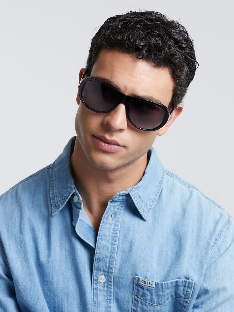 Guess men's aviator sunglasses cheap