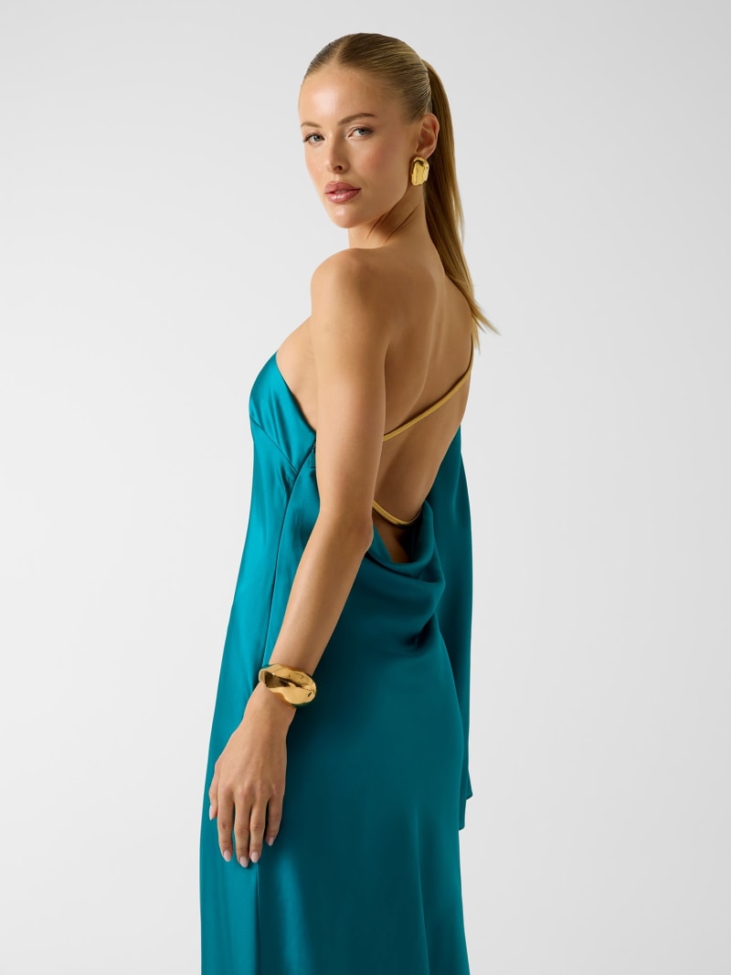 guess by marciano one shoulder dress MARCIANO By GUESS one-shoulder Draped Maxi Dress | Black