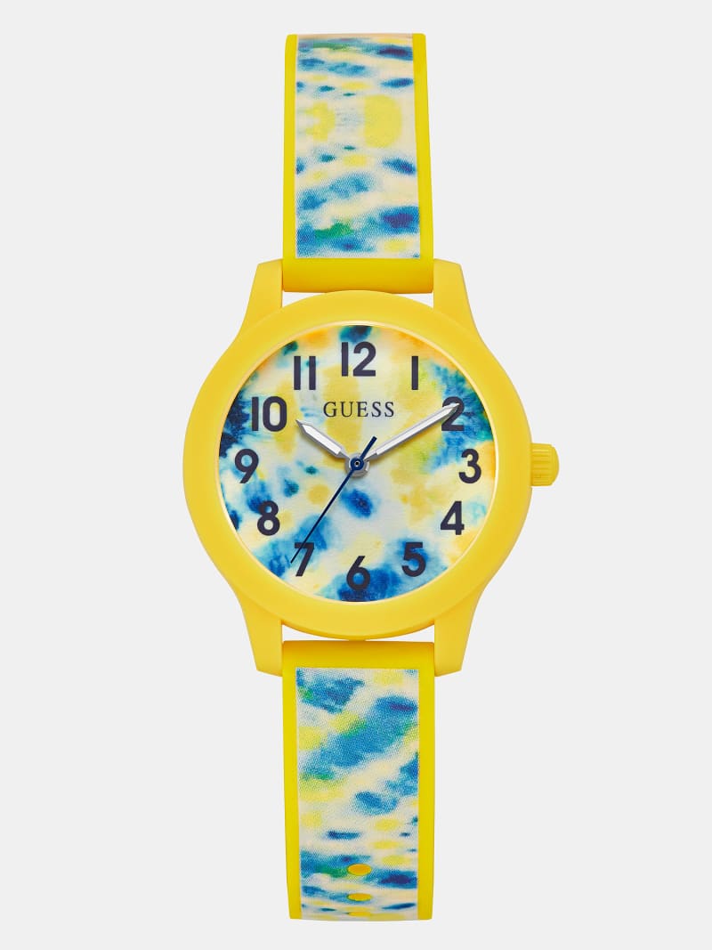 Zegarek analogowy z printem tie-dye z silikonu