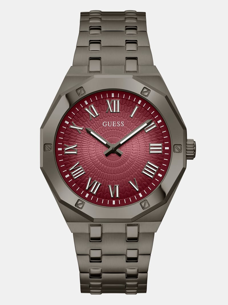 Steel analogue watch