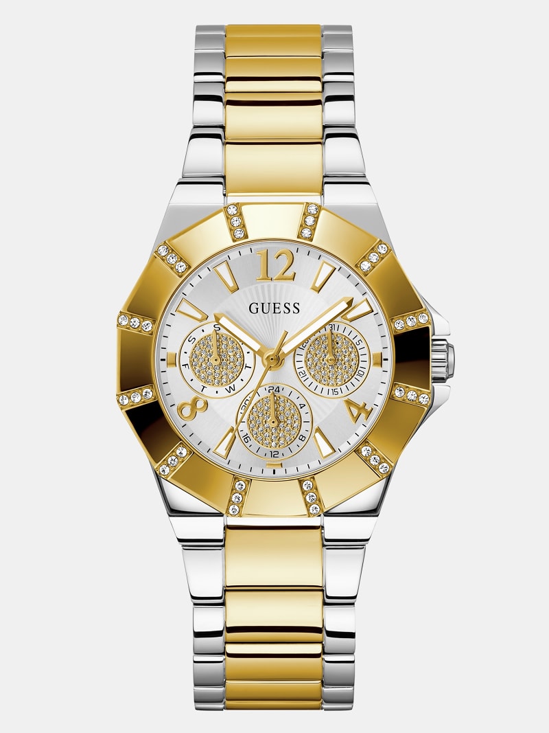 Multi-function watch with crystal appliqué