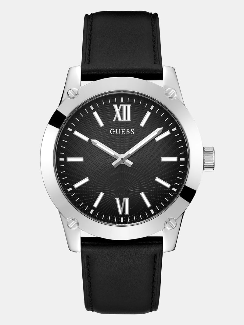 GUESS Suede leather analogue watch