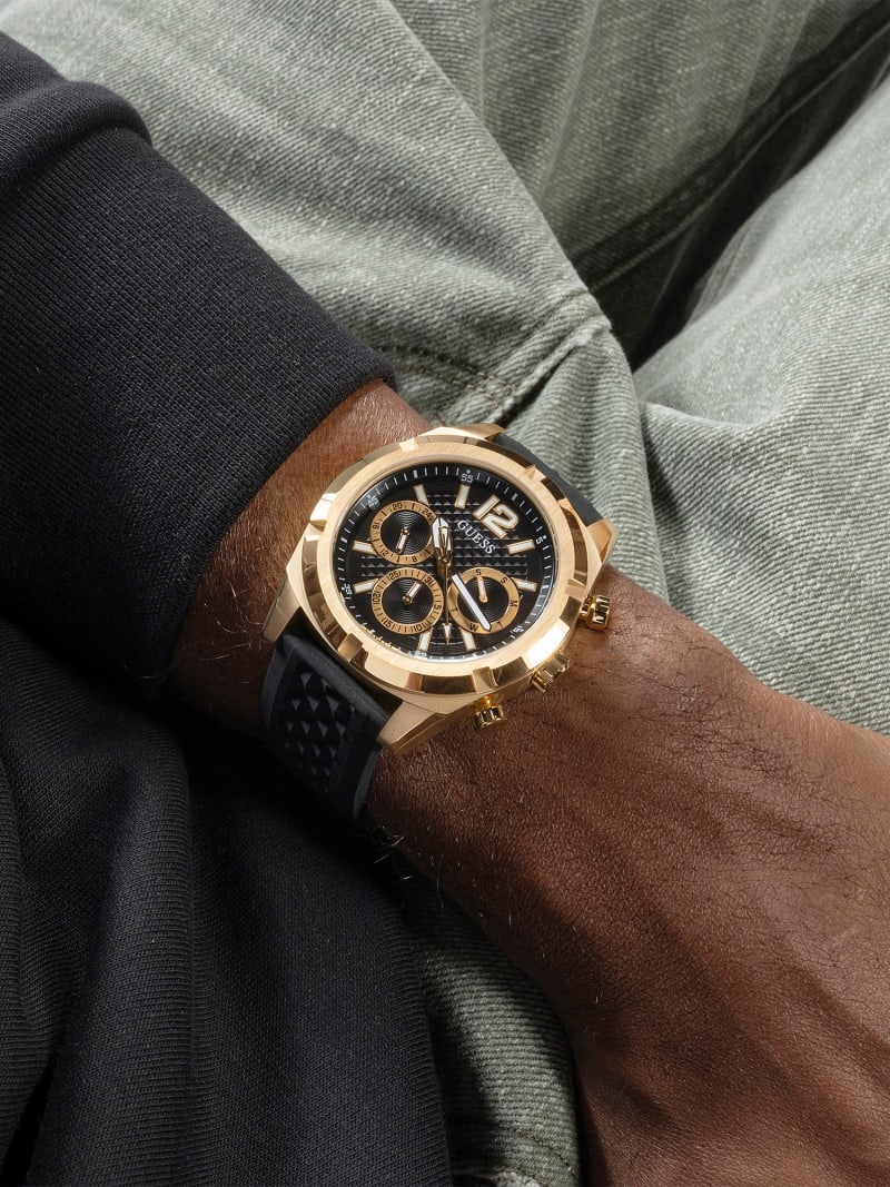 GUESS Orologio Uomo In Pelle E Silicone | Teschio Day Of The Dead | Quadrante Nero Traslucido, Cassa 43mm