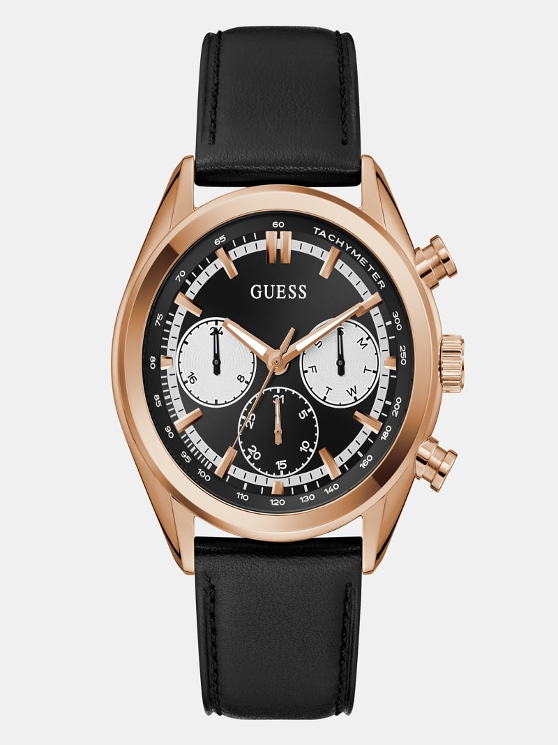 GUESS® Multifunktionsarmbanduhr Echtleder 44 mm Herren