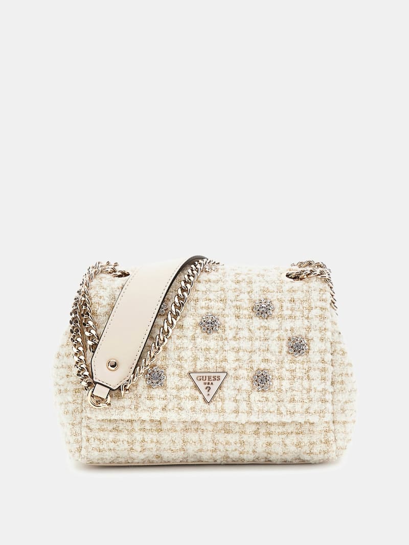 GUESS® Mini-Umhängetasche Everlee Tweed Damen