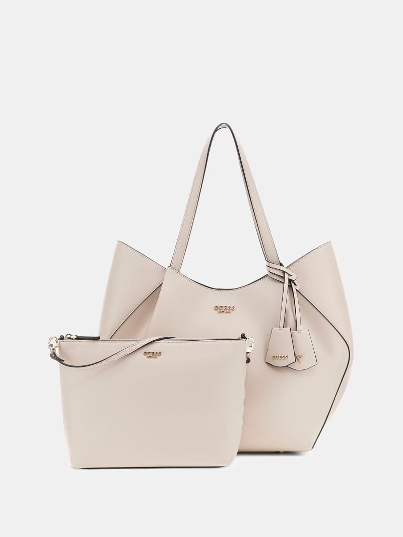 Ensemble Sac Fourre-tout Guess Virginia Beach - Crème Léopard Avec Pompon - Neuf Avec étiquettes