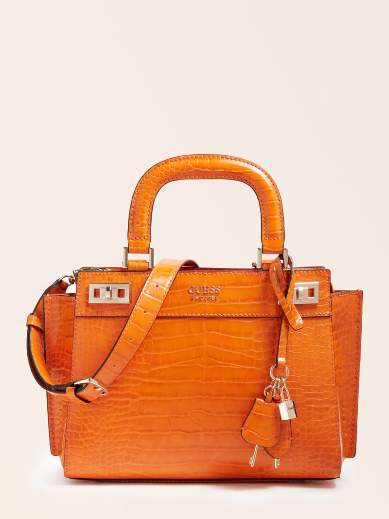 guess orange handbag