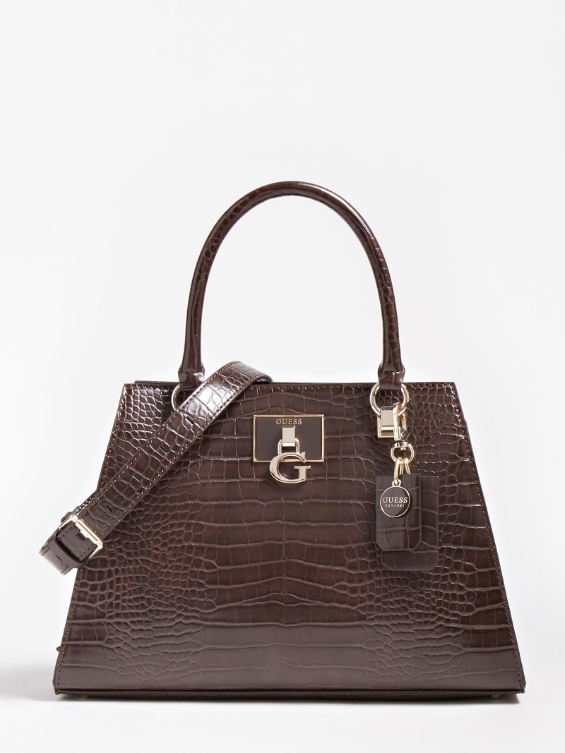 STEPHI CROC PRINT HANDBAG