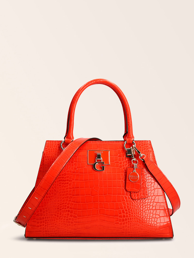 GUESS STEPHI CROC PRINT HANDBAG