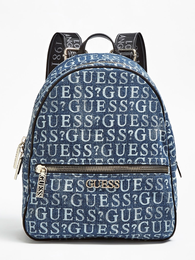 Ronnie Logo Print Denim Backpack Guess Official Online Store