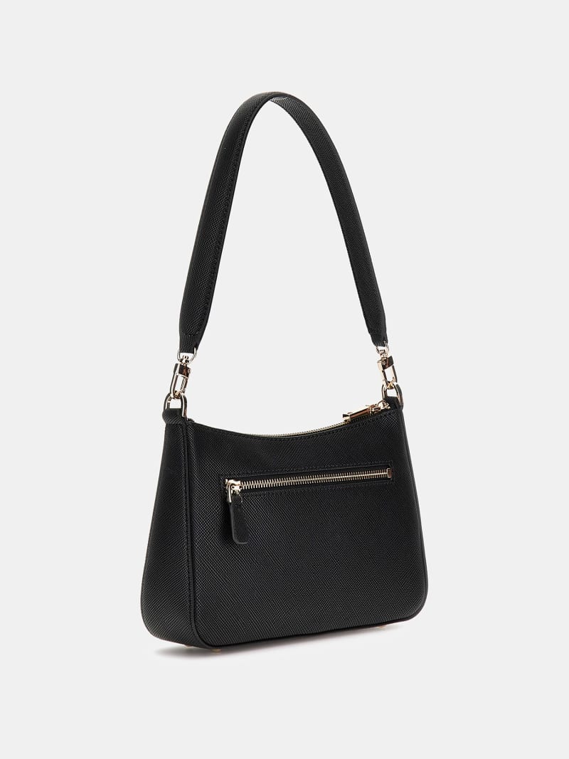 ショルダーバッグ・ポシェット ^LEATHERY^ Ribbon angora knit shoulder bag BLACK LRBG4403BK GUESS® Eco Jazlynn mini shoulder bag Women