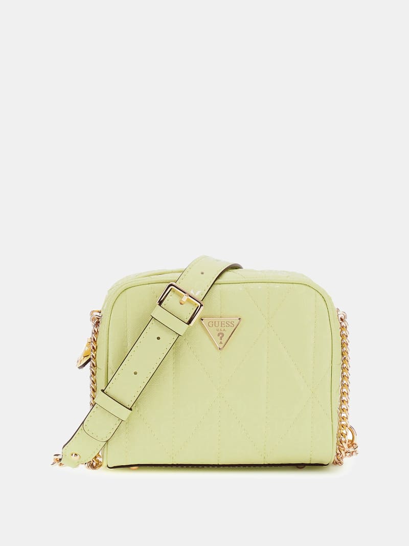 GUESS Aldina Camera Crossbody – Borsa A Tracolla Trapuntata In Nero, Con Scomparti Per Carte E Zip, Regolabile 123-136 Cm