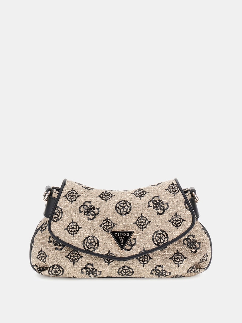 ◆EMIS◆ FLOWER BOUCLE CROSSED BODY BAGBEIGE m1037_1334427 Body Damskie z Tiulem i Krzyżującymi się Ramiączkami