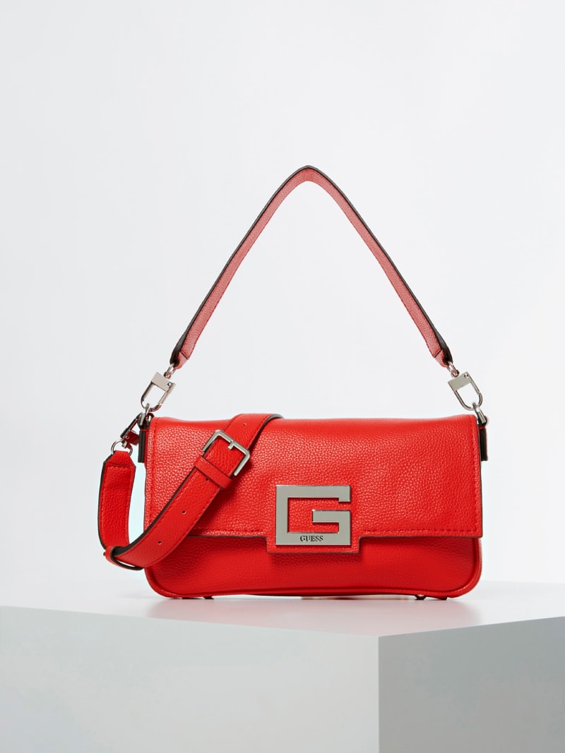 guess red shoulder bag