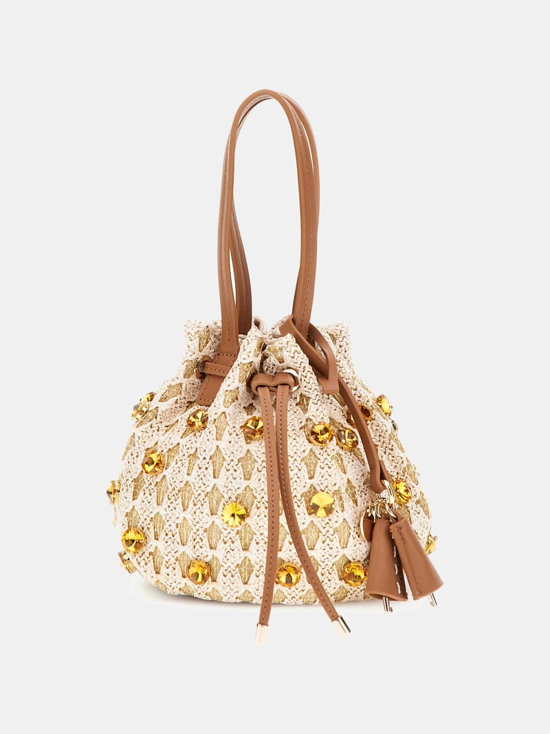 Loreny raffia bucket bag