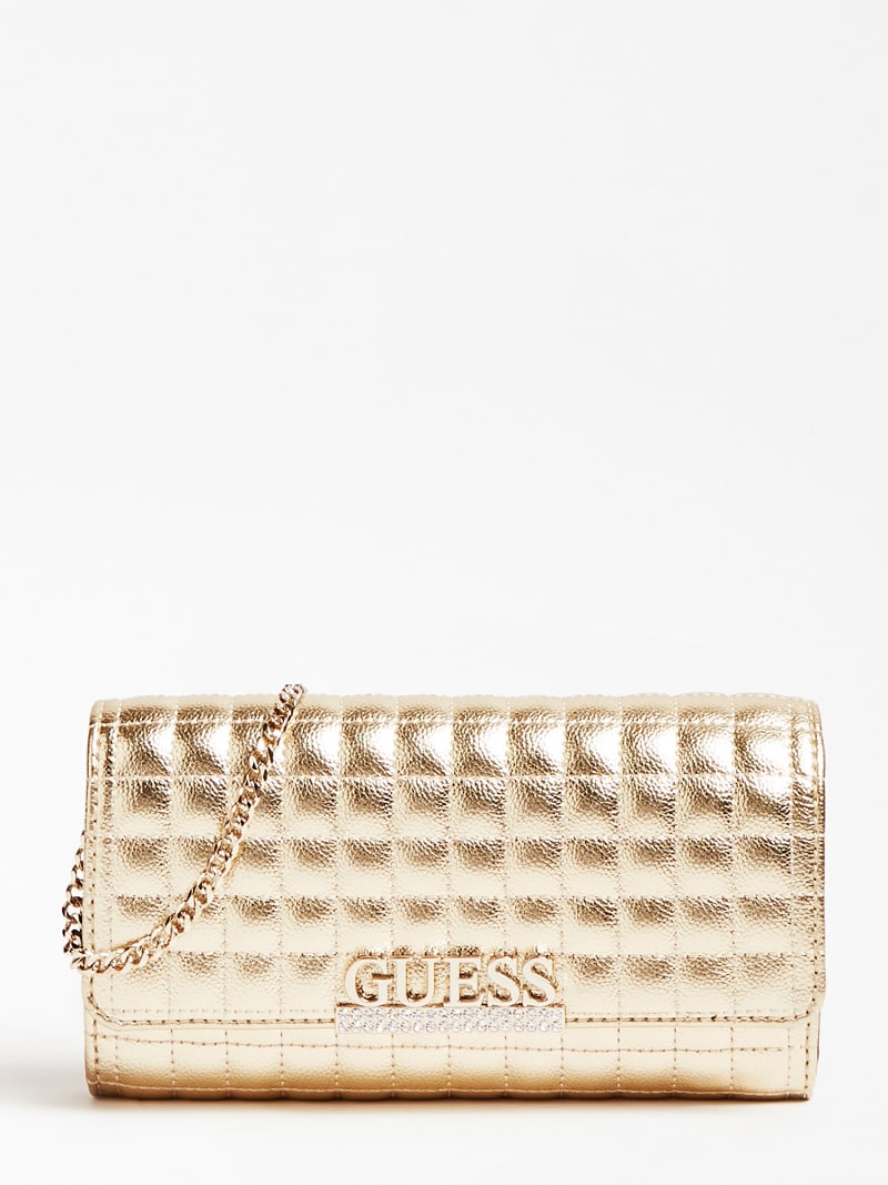 guess gold clutch