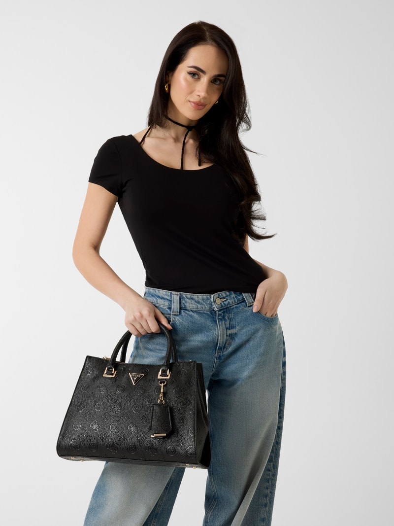 GUESS® Cresidia 4G ve Peony logolu el çantası Kadın