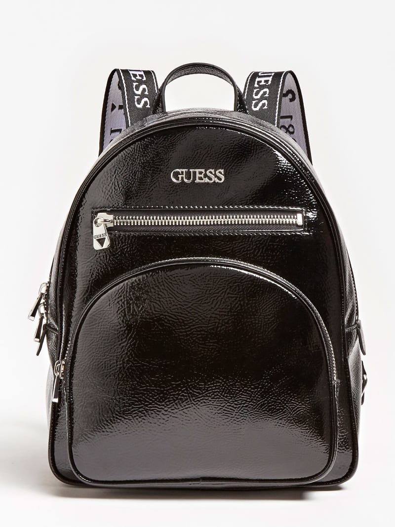 black patent backpack