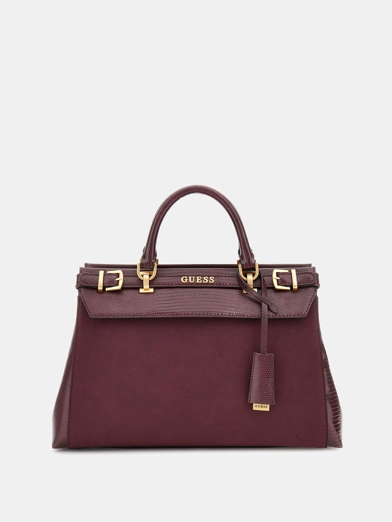 Burgundy guess handbag clearance