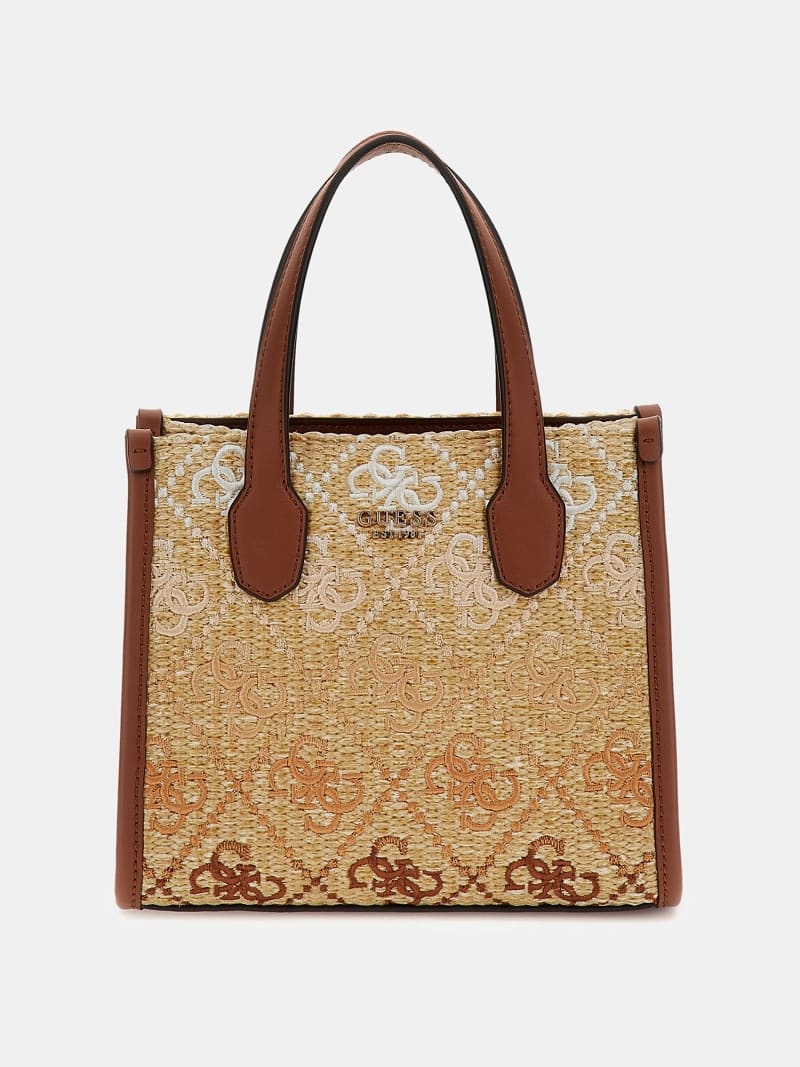 GUESS® Silvana 4G logo raffia mini handbag Women