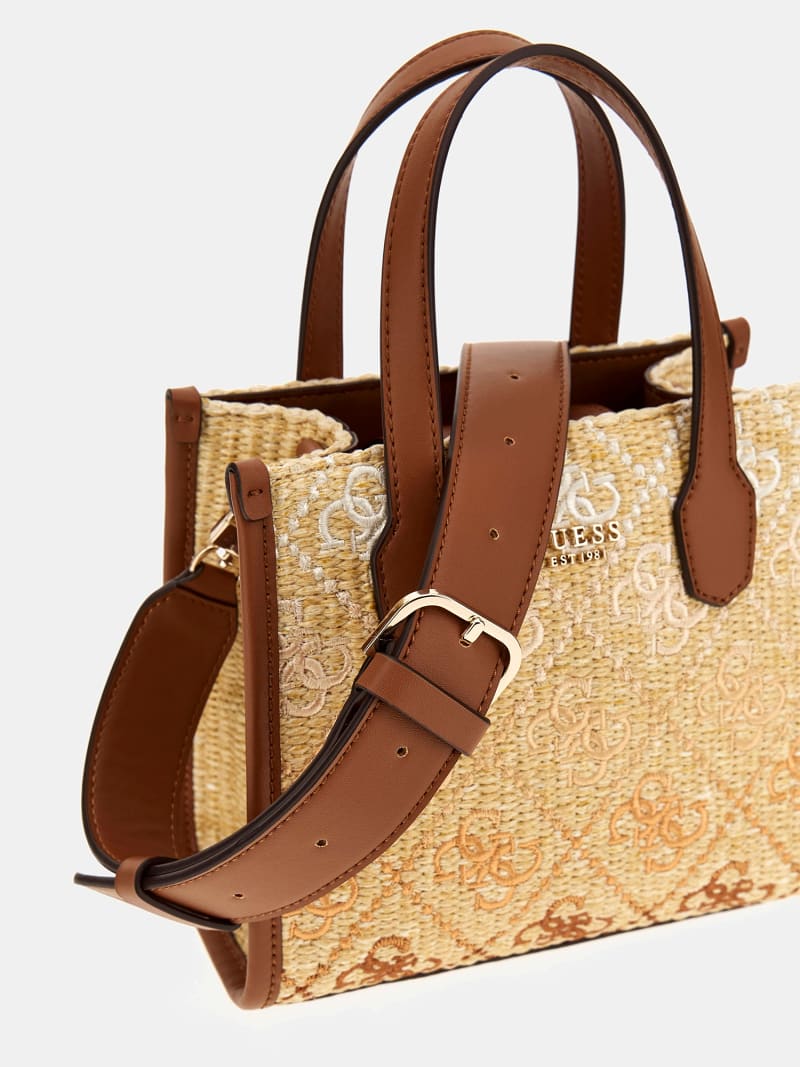 GUESS® Silvana 4G logo raffia mini handbag Women