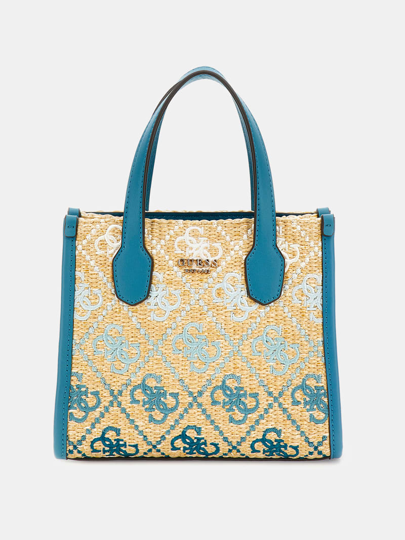 GUESS® Silvana 4G logo raffia mini handbag Women
