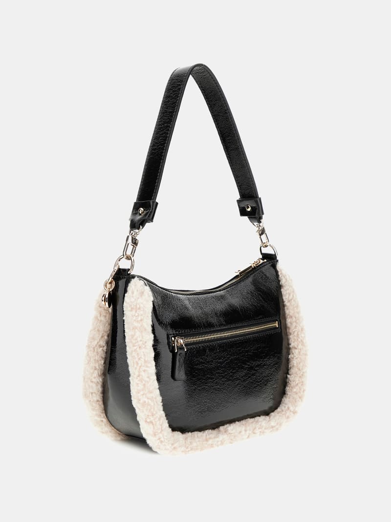 Black fur shoulder bag store