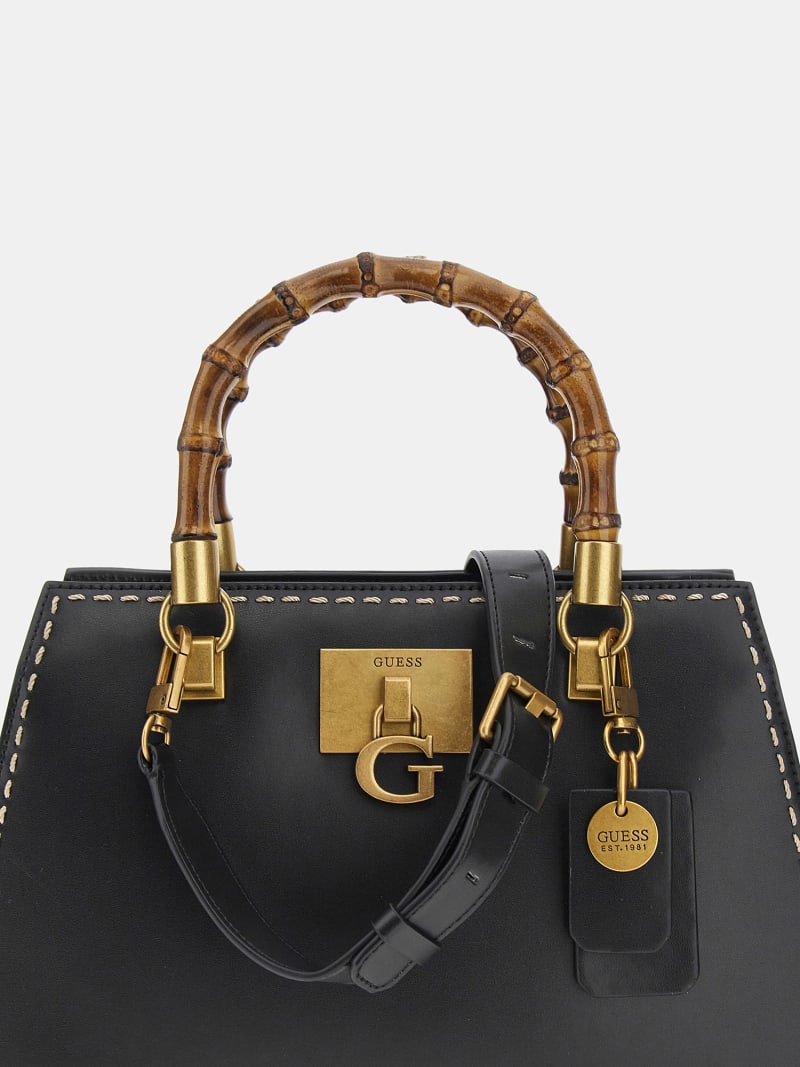 『HAMI VEN 6108 GOLD×BLACK』 Bolso de mano Stephi con asas de bambú Mujer | GUESS® Colecciones