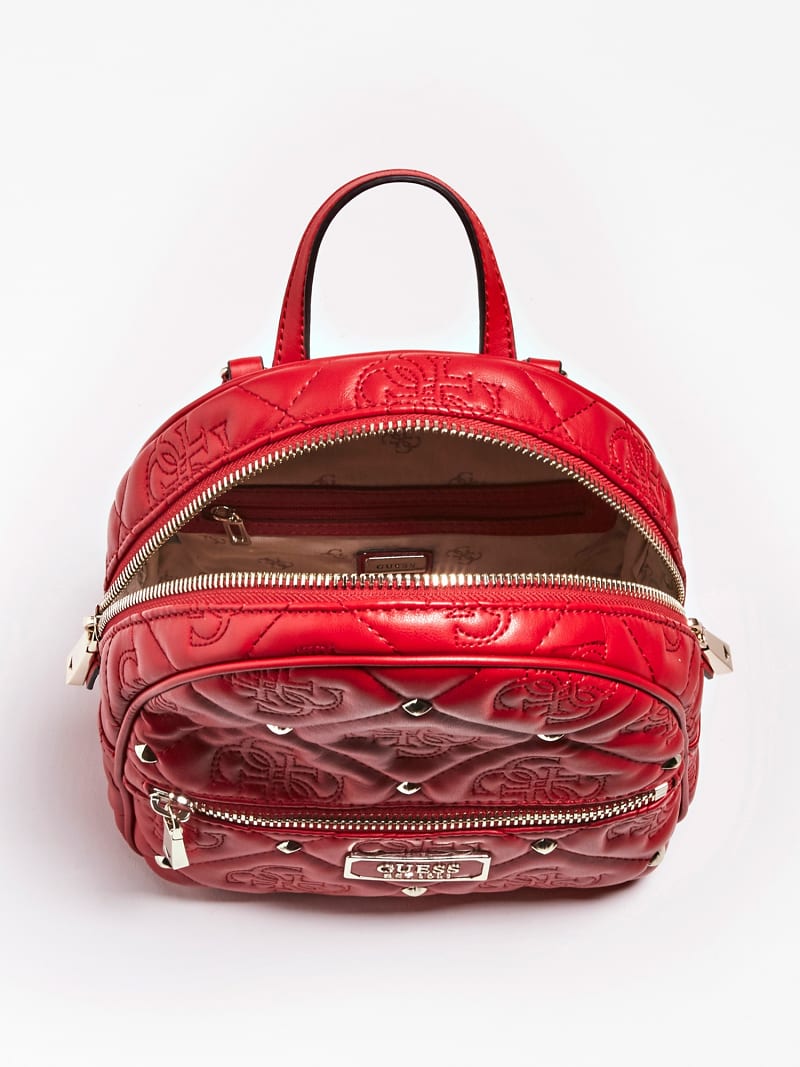 guess red leather backpack