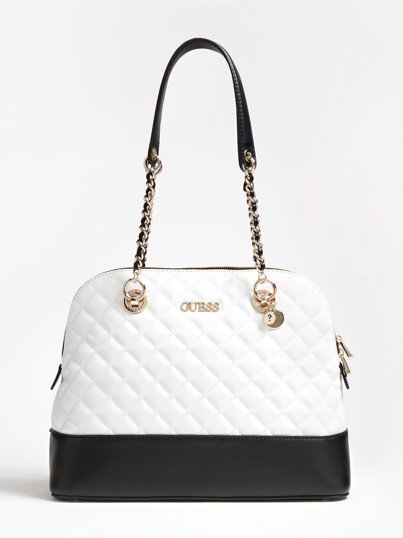 Guess white quilted handbag clearance