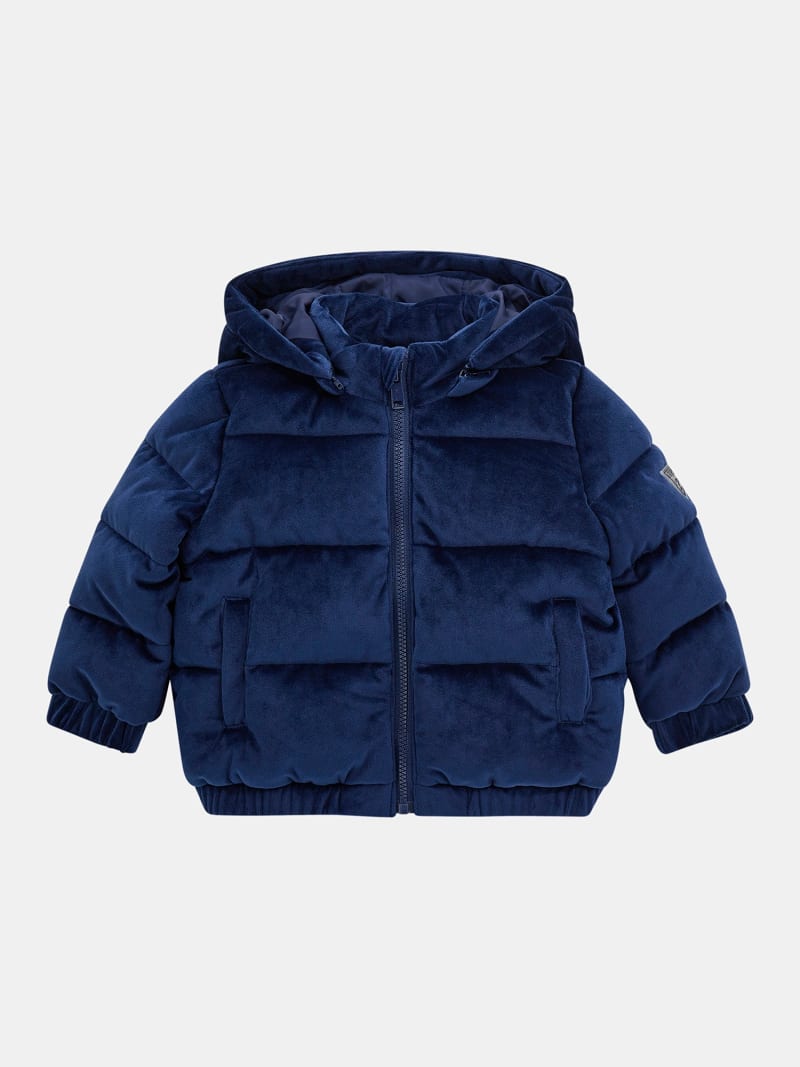 Velvet puffer jacket with hood top