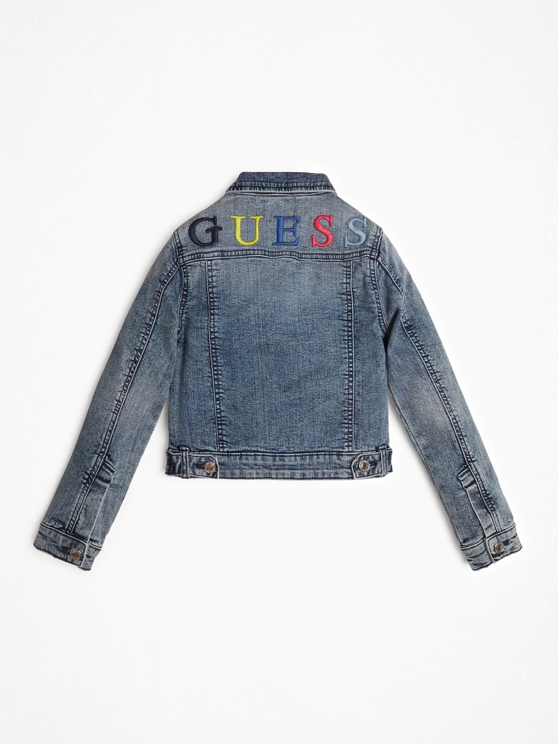 guess denim jacket logo on back